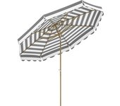 Outsunny Sombrilla Grande con Protección UV 50+ y Toldo Ajustable para Jardín Patio y Terraza Ø2,68x2,37 m Rayas Gris y Blanco