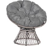 Outsunny Sillón Papasan de Ratán Giratorio Sintético con Cojín Carga 160 kg para Exterior Jardín Terraza 87x97x86 cm Gris   Aosom España