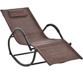 Outsunny Tumbona Mecedora con Reposabrazos Reposacabezas y Efecto de Ratán para Jardín Terraza Patio Carga Máx.160 kg 61x160x79cm   Aosom España