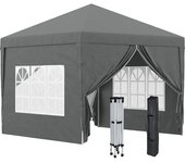 Outsunny Carpa Plegable Pop-up 3x3 m con 4 Paredes Laterales Anti-UV y Bolsa de Transporte Gris