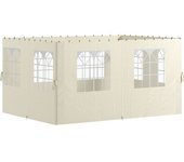 Outsunny Paredes Laterales de Sustitución para Pérgola 4x3 m con Protección UV Ventanas Transparentes y Cortinas Ajustables Crema