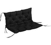 Outsunny Cojín para Banco con Respaldo 100x98x8 cm de 2 Plazas con Cordones de Fijación para Jardín Terraza Balcón Exterior Negro