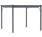 Outsunny Pérgola de Jardín 3x3m Cenador con Techo Retráctil Tela Poliéster Resistente a Agua para Jardín Patio o Terraza Gris   Aosom España