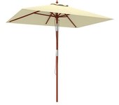Outsunny Sombrilla de Jardín Rectangular 200x150x235 cm Inclinable con Anti-UV Poste de Madera para Terraza Patio Beige   Aosom España