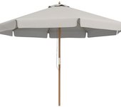 Outsunny Sombrilla de Jardín Ø325 cm con Sistema de Polea Techo de Ventilación y 8 Varillas de Bambú para Patio Terraza Gris