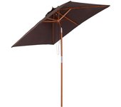 Outsunny Sombrilla Parasol de Bambú Madera para Jardín Terraza Patio Playa Doble Techo Ángulo Inclinable Rectángulo Mástil de 38mm 2x1.5m Marrón