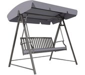 Outsunny Columpio de Jardín de 3 Plazas con Toldo Ajustable Cojín y Estructura de Acero Carga 360 kg 205x133x181 cm Gris