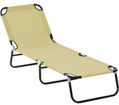 Outsunny Tumbona Plegable Reclinable Ángulo Ajustable 3 posiciones para Jardín Piscina Terraza Camping Carga 120 kg 190x56x28 cm Beige   Aosom España