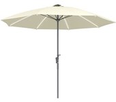 Outsunny Sombrilla Terraza Exterior con Luces LED Protección UV50+ Poste de Aluminio Manivela Techo Ventilado Ø300x256 cm Crema