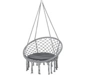 Outsunny Silla Colgante Redondo Silla Hamaca Columpio con Cojín y Cuerda de Algodón para Interior y Exterior 80x80x42 cm Gris   Aosom España