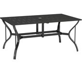 Outsunny Mesa de Jardín Exterior Rectangular 150x90x73 cm para 6 Personas con Agujero para Sombrilla de Acero Galvanizado Negro