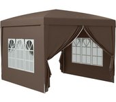 Outsunny Carpa Plegable Pop-up 3x3 m con 4 Paredes Laterales Anti-UV y Bolsa de Transporte Café