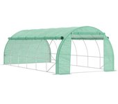 Outsunny Invernadero para Terraza Invernadero de Túnel con Puerta y 12 Ventanas de Malla Enrollables 6x3x2 m Verde   Aosom España