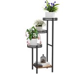 Outsunny Soporte para Plantas de 4 Niveles Soporte de Acero para Macetas Interior y Exterior 25x25x80 cm Negro