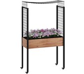 Outsunny Huerto Urbano Elevado con Enrejado Mesa Jardinera con Ruedas con Orificios de Drenaje para Plantas 110x49x190 cm Marrón   Aosom España