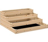 Outsunny Carré potager de jardín sin fondo 4 niveles para hierbas verduras frutas flores 113x113x46 cm Madera Natural   Aosom España