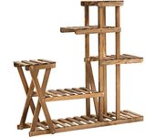 Outsunny Estantería para Plantas 5 Niveles Carga 60 kg Diseño con Pies de Madera para Interior y Exterior 98x28x95 cm Carbonizado   Aosom España