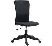 Homcom Silla de Oficina con Ruedas Altura Ajustable y Tapizado en Lino Sintético para Oficina o Estudio 53x43x85-93 cm Negro