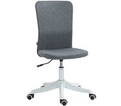 Homcom Silla de Oficina con Ruedas Altura Ajustable y Tapizado en Lino Sintético para Oficina o Estudio 53x43x85-93 cm Gris