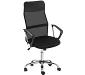 Homcom Silla de Oficina Giratoria Ergonómica Sillón de Escritorio de Malla con Ruedas de PVC Respaldo Alto Carga 120kg Negro   Aosom España