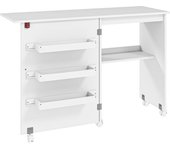 Homcom Mesa Plegable de Costura con Compartimentos de Almacenamiento Estante Abierto y 5 Ruedas para Dormitorio Salón Blanco   Aosom España