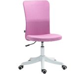 Homcom Silla de Oficina con Ruedas Altura Ajustable y Tapizado en Lino Sintético para Oficina o Estudio 53x43x85-93 cm Rosa