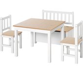 Homcom Mesa y Silla Infantil con 2 Sillas y Banco para Actividades para Niños de +3 Años para Dormitorio Gris y Blanco   Aosom España