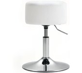 Homcom Taburete Alto de Cocina Regulable en Altura 52-66 cm Tapizado en Pana Giratorio en 360° Blanco