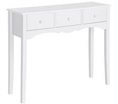 Homcom Mueble Mesa Recibidor tipo Consola de Entrada y Mesa Auxiliar con 3 Cajones en Color Blanco y Material de Madera 100x32x85cm   Aosom España