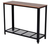 Homcom Mesa de Consola Estilo Industrial Mesa de Entrada con Estante Inferior de Malla Metálica Carga 30 kg 101x35x80cm Marrón y Negro   Aosom España