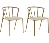 Homcom Pack de 2 Sillas de Comedor con Asiento de Cuerda de Papel Sillas de Cocina Apilables Estilo Moderno 51x51x71 cm Roble   Aosom España
