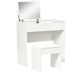 Homcom Tocador con Taburete Espejo Tapa Abatible Mesa para Maquillaje 3 Cajas y 1 Cajón   Aosom España