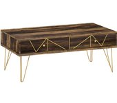 Homcom Mesa de Café de Madera Mesa de Centro con Gran Tablero y 2 Cajones Diseño de Lujo Elegante Decoración con Líneas Doradas Pintadas a Mano 110L x