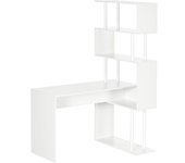 Homcom Escritorio de esquina escritorio informático en forma de L con estantes de 4 niveles de madera 120 x 80 x 176 cm blanco