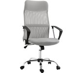 Homcom Silla de Oficina con Respaldo Curvo Reposacabezas y Ruedas Función Basculante y Giratoria 63x65x109-119 cm Gris Claro