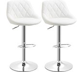 Homcom Conjunto de 2 Taburetes de Bar Giratorios Altura Regulable Sillas de Comedor con Base Redonda Reposapiés Blanco 51,5x48x83-104cm   Aosom España