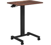 Vinsetto Escritorio de Pie, Mesa Alta, Mesa de Portátil, ajustable en altura, 4 Ruedas, 65 cm x 48 cm x 108 cm, Marrón + Negro