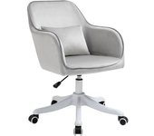 Vinsetto HOMCOM Silla de Oficina de Terciopelo con Masajeador y Cojín Lumbar Integrado, Altura Ajustable, Giratoria 360°, Gris Claro