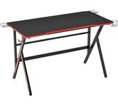 Homcom Escritorio gaming racing escritorio gamer escritorio informático soportes bracket para cascos altavoces portavasos metal tablero MDF textura de
