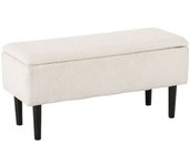 Homcom Banco en diseño vintage, banco de zapatos, almacenamiento oculto, estilo cashmere, beige + negro