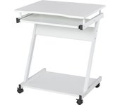 Homcom Escritorio Informático Roulant - Escritorio Móvil - Mesa de Ordenador - Bandeja deslizante para Teclado + Estante - Blanco