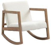 Homcom Silla Mecedora Tapizada en Forro Polar Crema Sillón Balancín Relax con Asiento Acolchado y Apoyabrazos 60x81x71cm   Aosom España