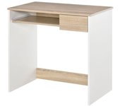 Homcom Escritorio para Habitación, Escritorio PC de Madera, Escritorio para Computadora con Bandeja de Teclado, Blanco y Roble