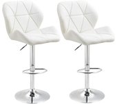 Homcom Juego de 2 Taburetes de Barra con Altura Regulable, Base de Metal y Asiento de Piel PU, Taburetes con Respaldo y Reposapiés,