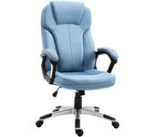 Vinsetto Silla de Oficina Giratoria Silla de Escritorio Ergonómica Ajustable Reposabrazos y Respaldo Alto Tapizado en Lino Ruedas   Aosom España