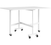 Homcom Mesa de Comedor Plegable para 4-6 Personas con Ruedas y Alas Abatibles Mesa Abatible para Cocina 120x80x73 cm Blanco