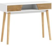Homcom Consola de Recibidor con 2 Cajones Compartimento y Patas de Madera para Pasillo Entrada Entrada Salón Blanco
