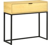Homcom Mesa Consola con Cajón Consola Auxiliar Moderna Mesa de Entrada con Patas de Acero para Pasillo Salón 80x30x76cm Natural   Aosom España