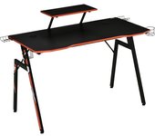 Homcom Mesa Gaming Ergonómica Negra para PC con Soporte Monitor Altavoz Portavasos Gancho Auriculares 120x60x94,5 cm   Aosom España
