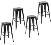 Homcom Conjunto de 4 Taburetes de Bar Apilables y con Reposapiés Aptos para Interiores y Exteriores 43x43x76cm Carga Hasta 120kg   Aosom España